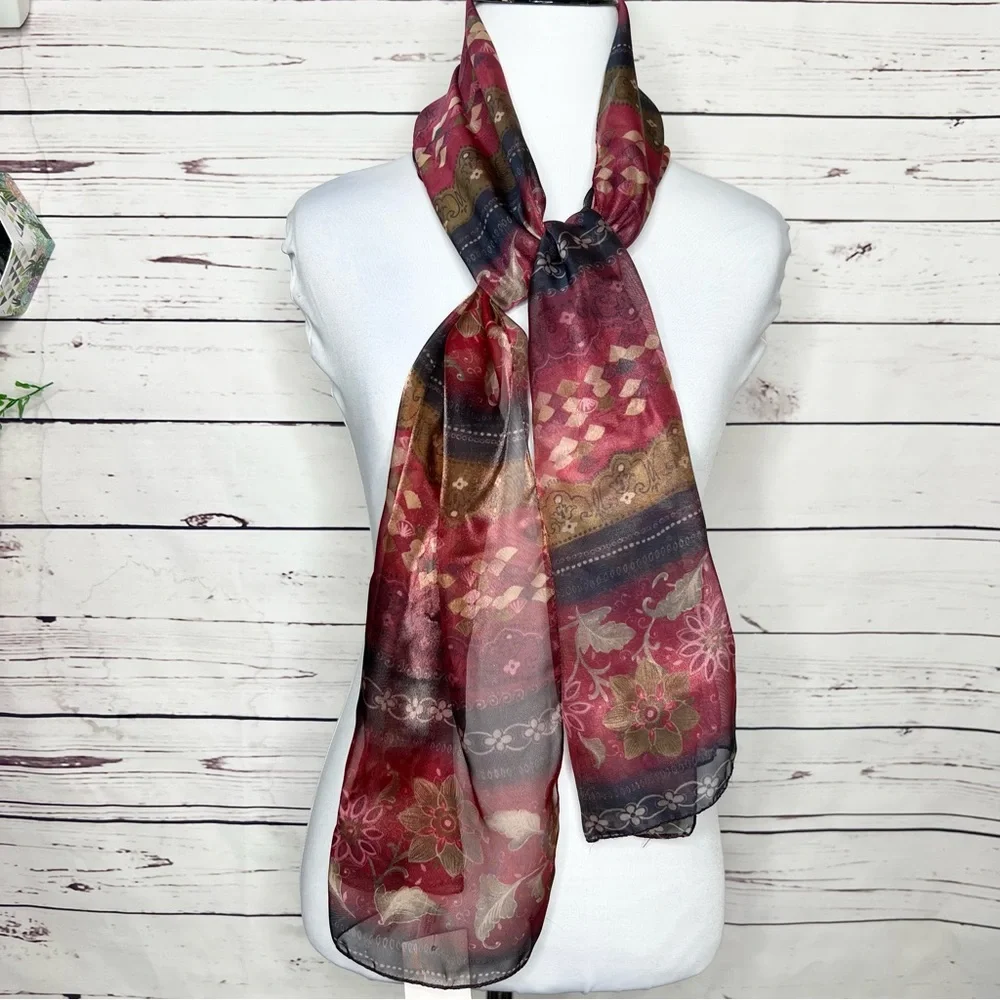 NWT Worthington Crimson & Gold Neck Scarf